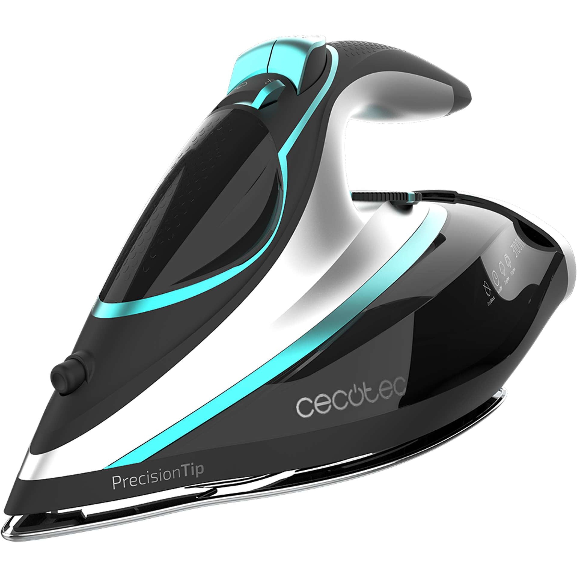 Fier de calcat fara fir CECOTEC, IronHero 3100, 3100W, abur continuu 35g/min, abur suplimentar 190g/min, negru-albastru-argintiu