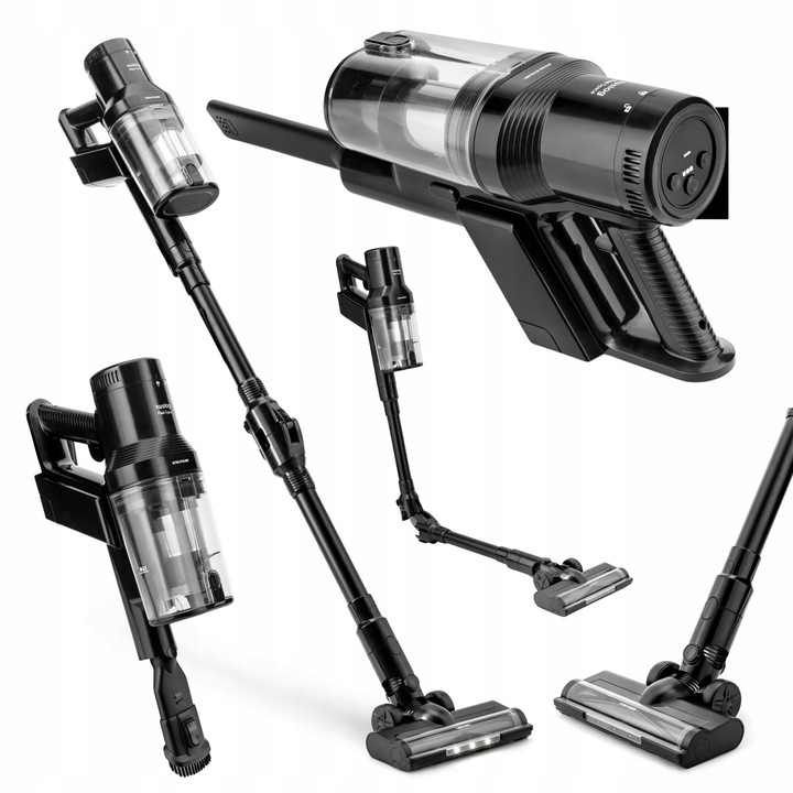 Aspirator vertical fara fir 2 in 1 Huslog, putere 160W, culoare neagra, accesorii incluse