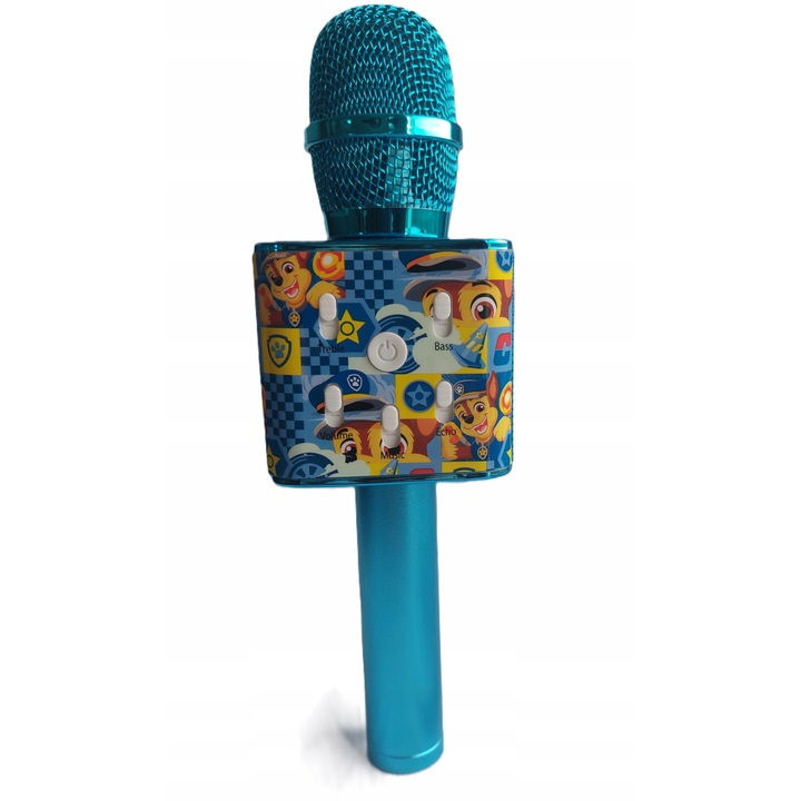 Microfon karaoke fara fir Huslog, Bluetooth, albastru, 5W, cu efecte audio
