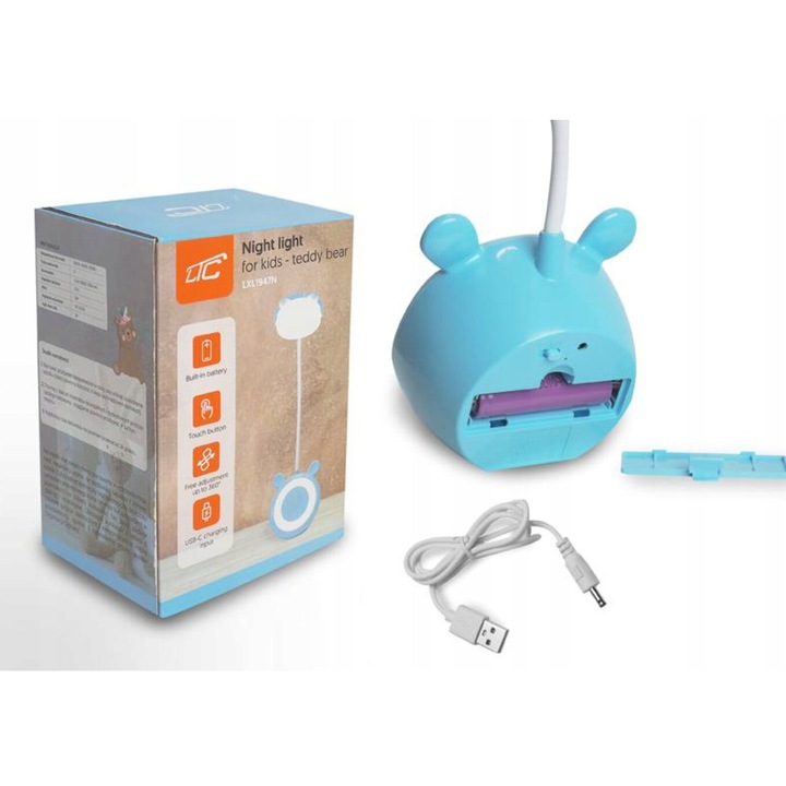 Lampa de veghe copii, LTC, LED, 3 culori, acumulator 1200mAh