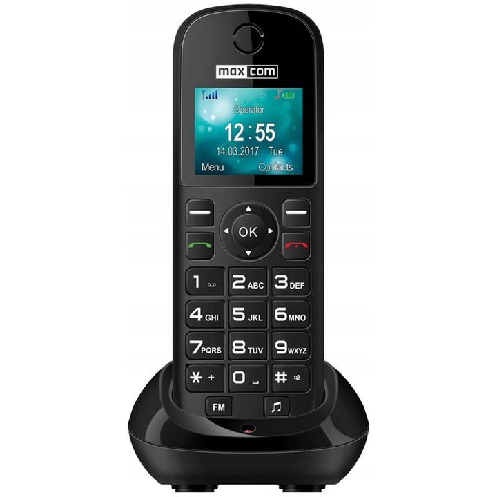 Telefon GSM Maxcom Comfort MM35D SE, negru, cu incarcator birou, display 1.77", 500 contacte