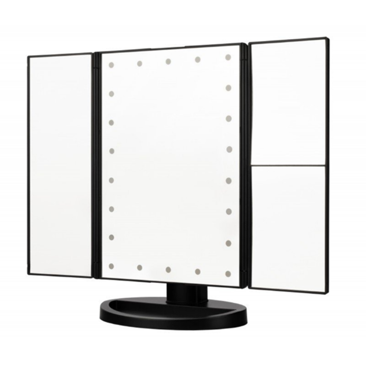 Огледало за грим Humanas HS-ML04 с LED осветление HUHS3672, 23.8 x 34.6 см, черно