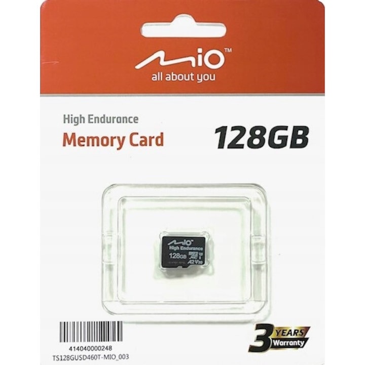 Card microSD 128GB Mio High Endurance, viteza de citire 100MB/s, viteza de scriere 80MB/s
