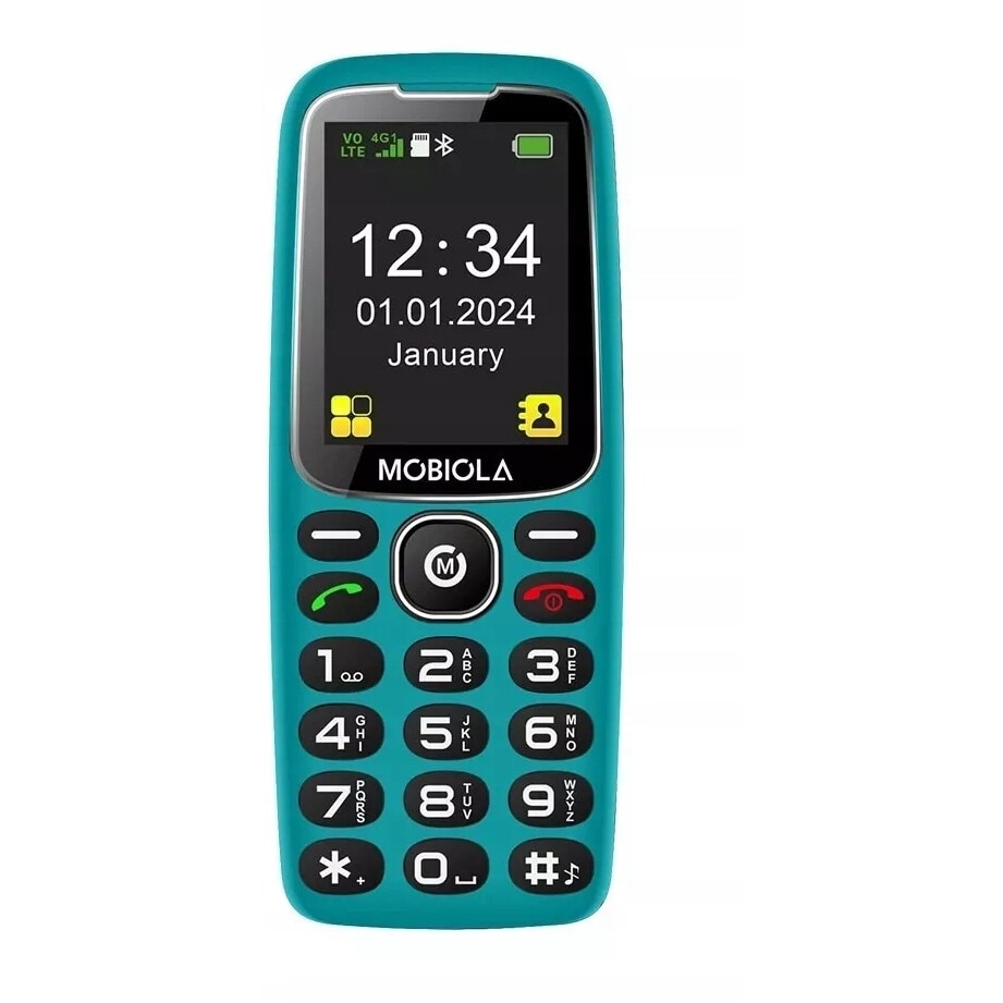 Telefon mobil Mobiola MB4120 4G, pentru seniori, dual SIM, negru, 7x8x15cm