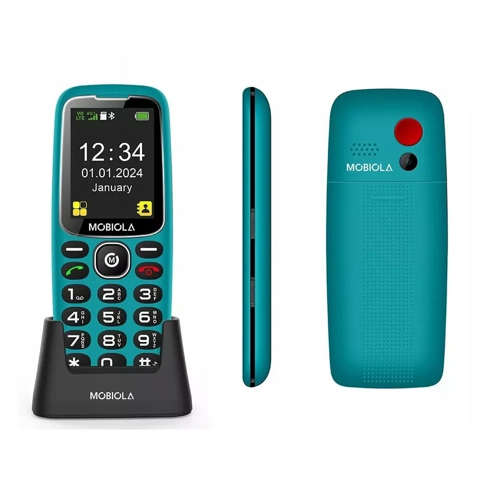 Telefon mobil Mobiola MB4120 4G, pentru seniori, dual SIM, negru, 7x8x15cm