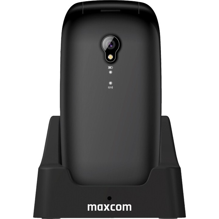 Telefon mobil Maxcom MM816 pentru seniori, 2,4'', 0.3 Mpx, negru, Dual SIM, set cu incarcator si cablu