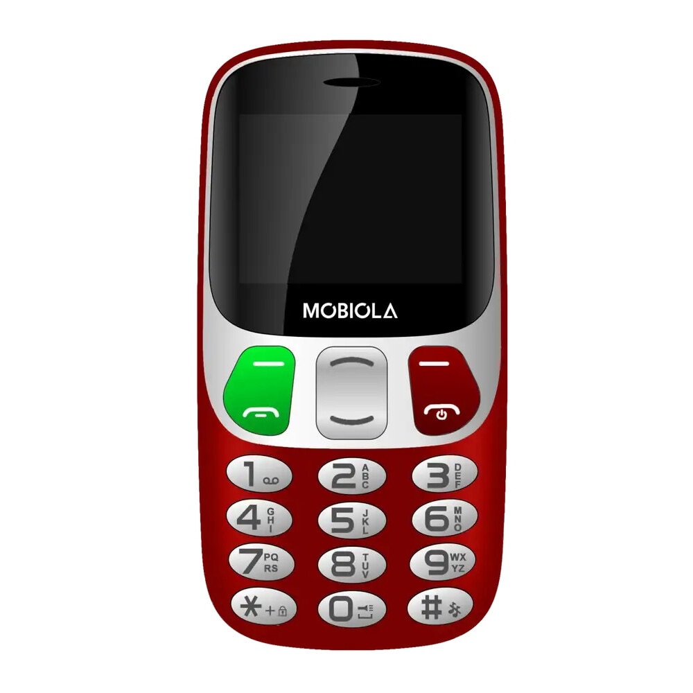 Telefon seniori Mobiola MB800, 2,4" display, Dual SIM, buton SOS, rosu, 134x67,5x15mm