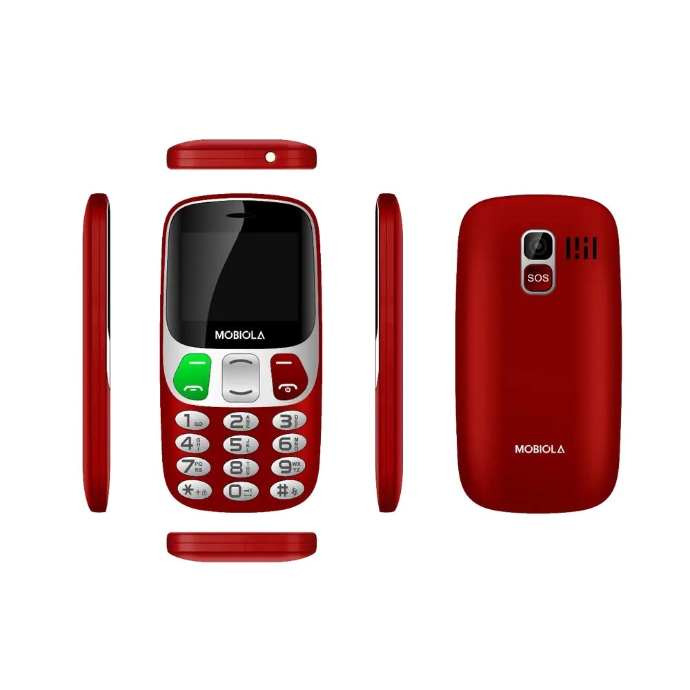Telefon seniori Mobiola MB800, 2,4" display, Dual SIM, buton SOS, rosu, 134x67,5x15mm