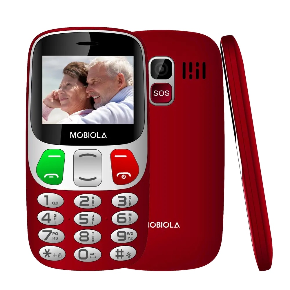 Telefon seniori Mobiola MB800, 2,4" display, Dual SIM, buton SOS, rosu, 134x67,5x15mm