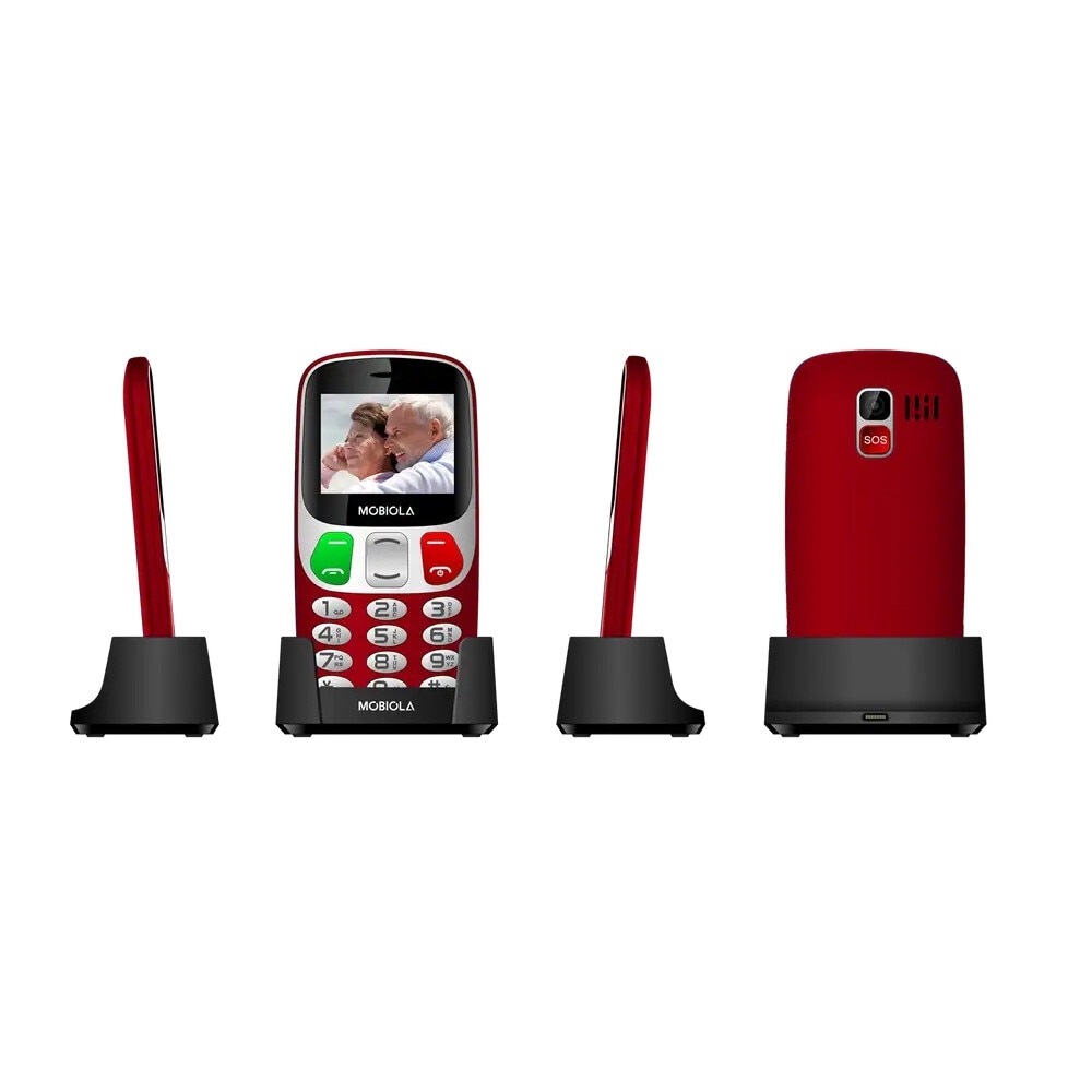 Telefon seniori Mobiola MB800, 2,4" display, Dual SIM, buton SOS, rosu, 134x67,5x15mm