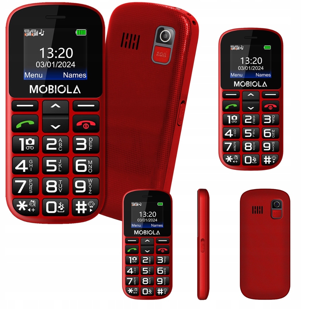 Telefon GSM Mobiola MB200 2G, 32MB RAM, 2,2", rosu, pentru seniori