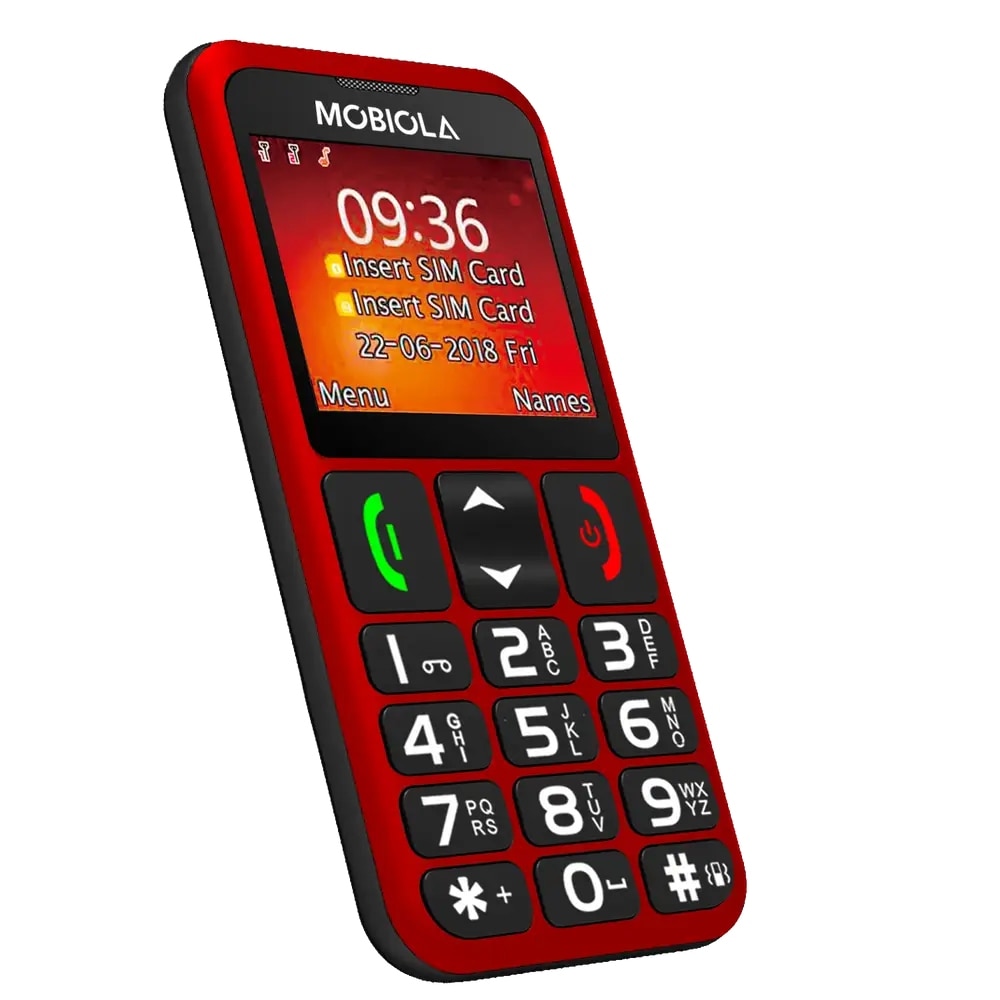 Telefon mobil Mobiola MB700, rosu, butoane mari, functie SOS, 2G