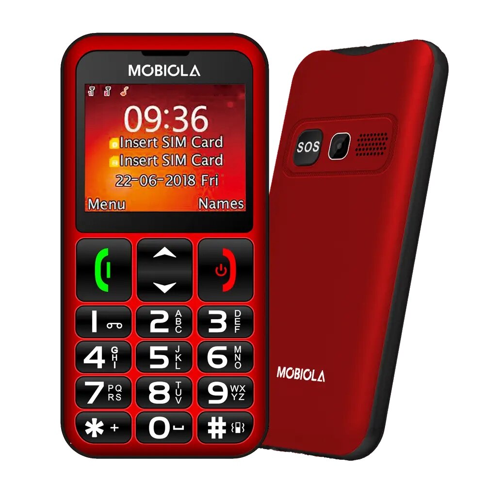 Telefon mobil Mobiola MB700, rosu, butoane mari, functie SOS, 2G