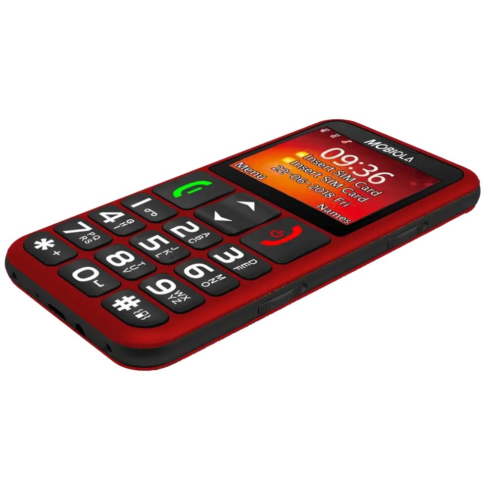 Telefon mobil Mobiola MB700, rosu, butoane mari, functie SOS, 2G