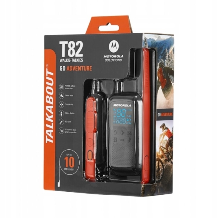 Комплект радиостанции Motorola Talkabout T82, 2 броя, 10 км, оранжево/черно