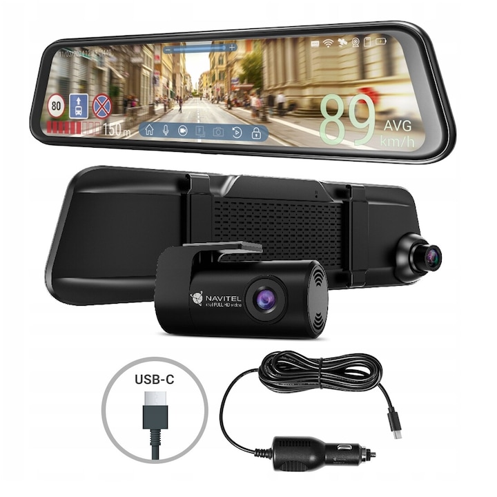 NAVITEL MR750 SMART 2K огледална камера за кола, задна камера, 11.9" екран, Wi-Fi