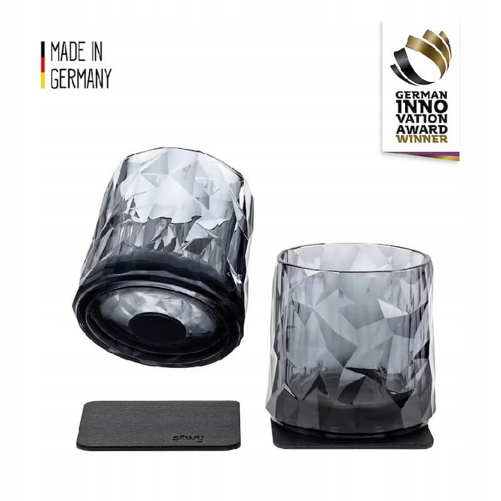 Комплект магнитни пластмасови чаши Silwy, 2 броя, сиви, 8,7x9,2см