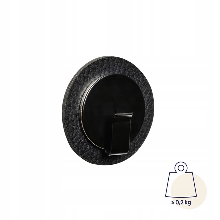 Mágneses horog, CLEVER, fekete, 6,5 cm, teherbírása 0,2 kg