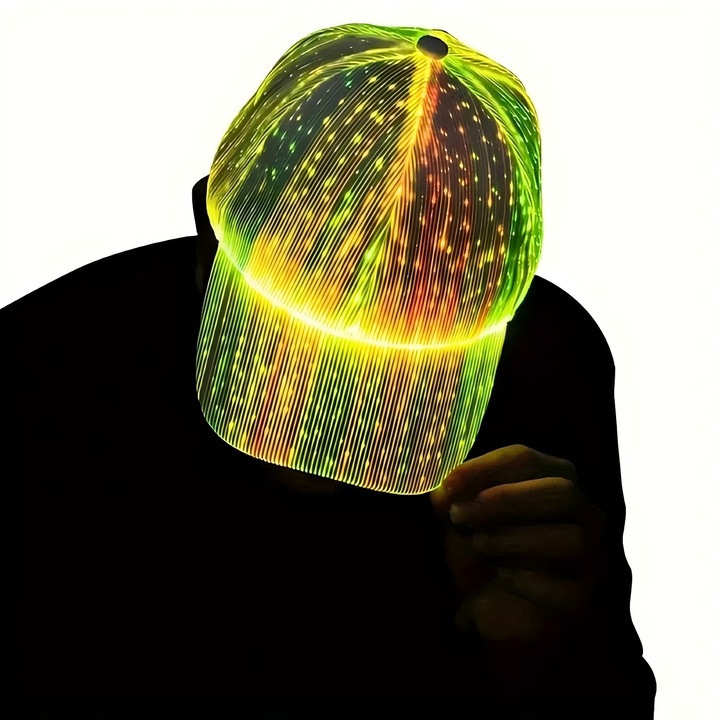 Sapca cu LED-uri 1 buc cu 7 culori LDC stralucitor si incarcare USB