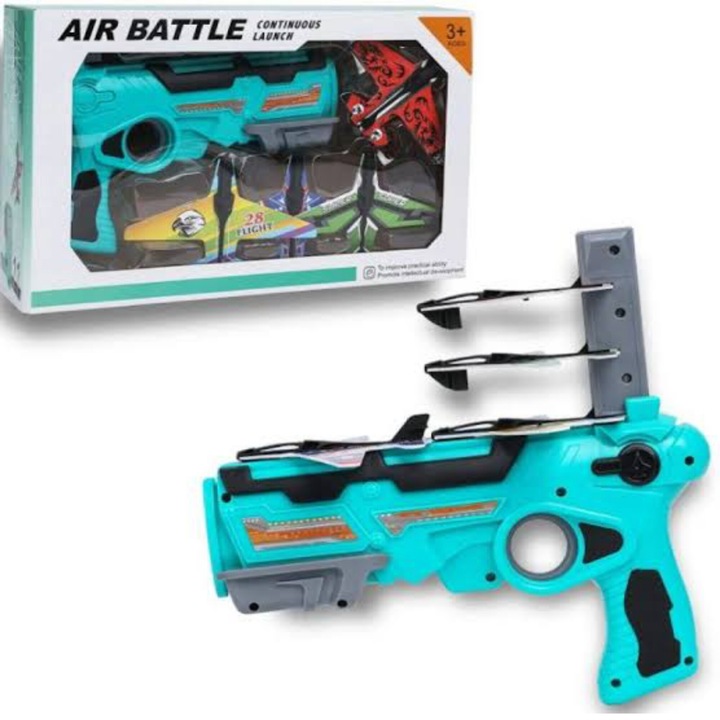 Пистолет-играчка Hozro, ракета за изстрелване на самолети, с 4 картонени самолета за деца, ATS, син