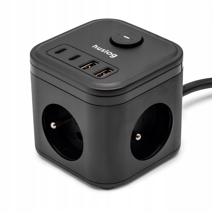Prelungitor Huslog, 3 prize, 4 USB, 1.4m, negru