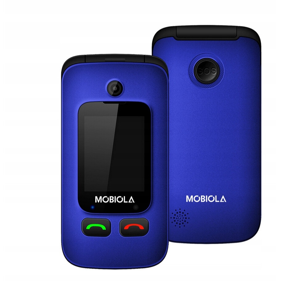 Telefon mobil pentru seniori Mobiola MB610, cu clapeta, functie SOS, dual SIM, 2,4" x 1,77", albastru