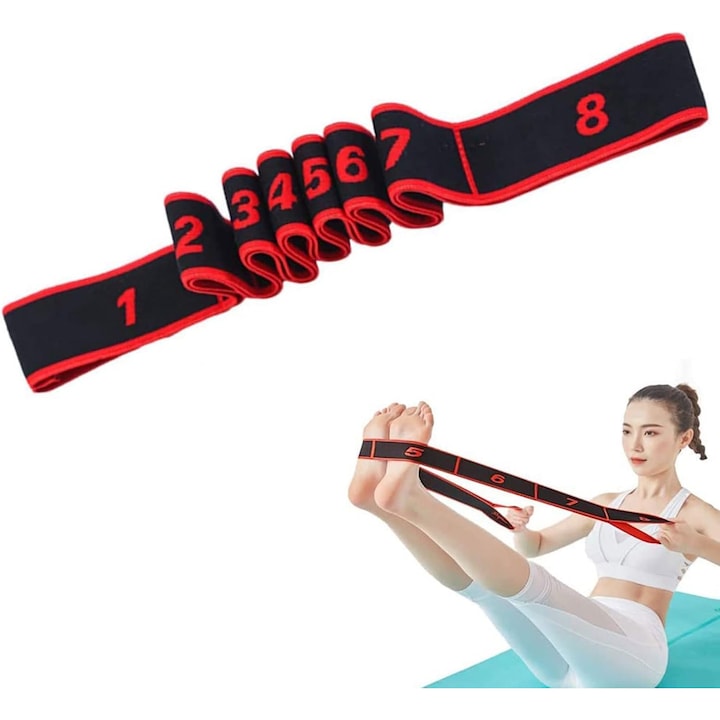 Banda pentru exercitii, Guma gimnastica pentru intindere, yoga, pilates, rosie