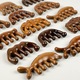 Pieptene din lemn de ebene verde natural, design cu 5 dinti, masaj acupoint, pentru par si gat maro inchis
