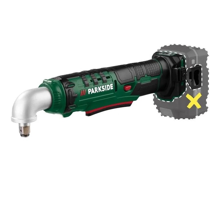 Parkside PAWS 20 A1 Akkus sarok csavarozó / ütvecsavarozó kofferben, 4 db Cr-Mo dugókulccsal, X20V, 40/76 Nm (akkumulátor és töltő nélkül)