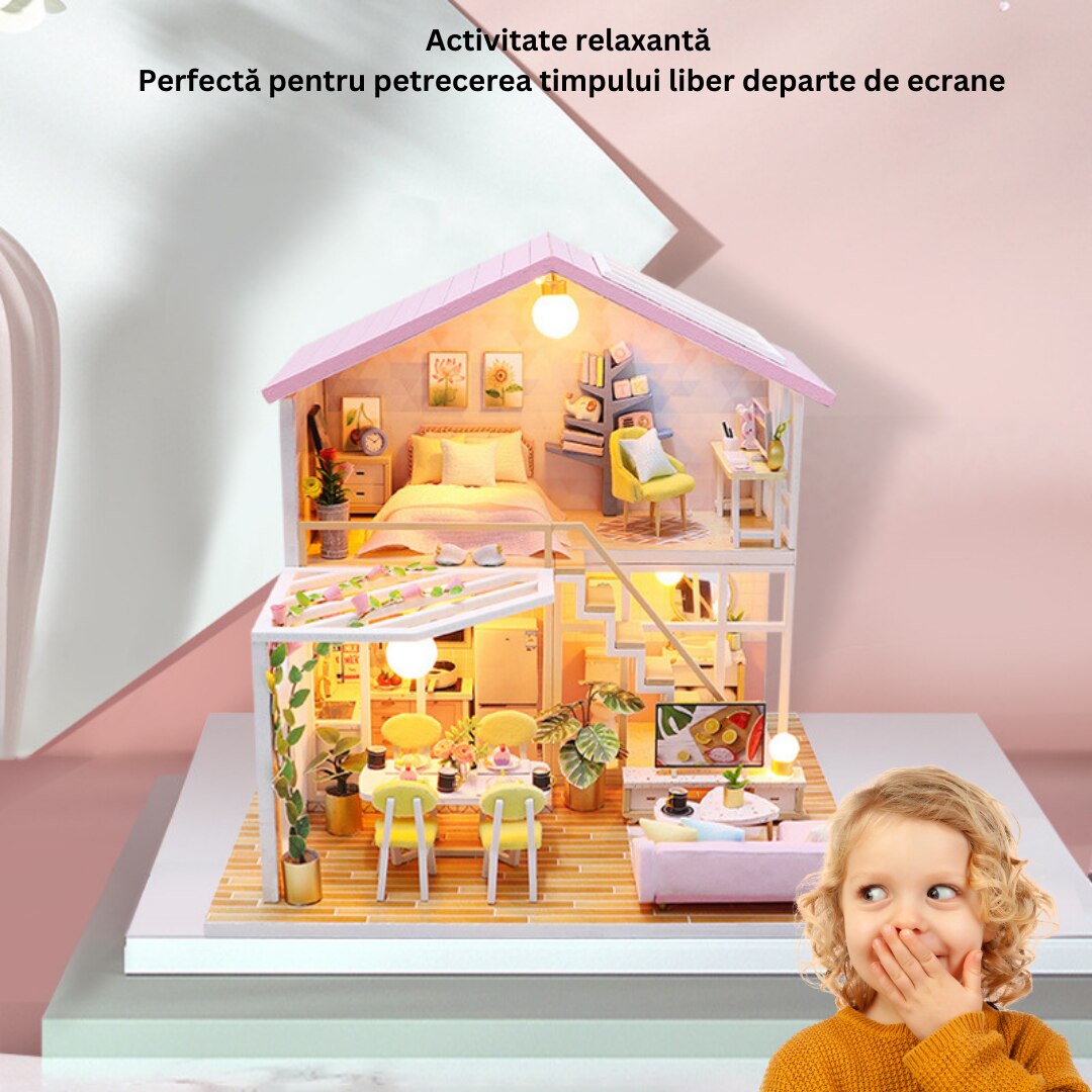Casa in miniatura de construit, puzzle 3D tip macheta, model casa
