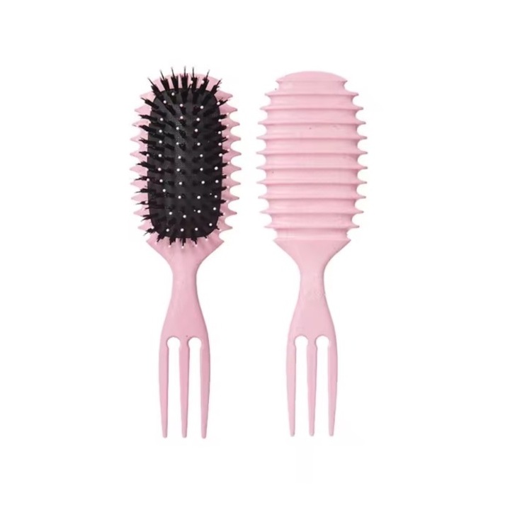 Perie pentru Definire Bucle Candy Brush Curly, design ergonomic, dinti flexibili, roz