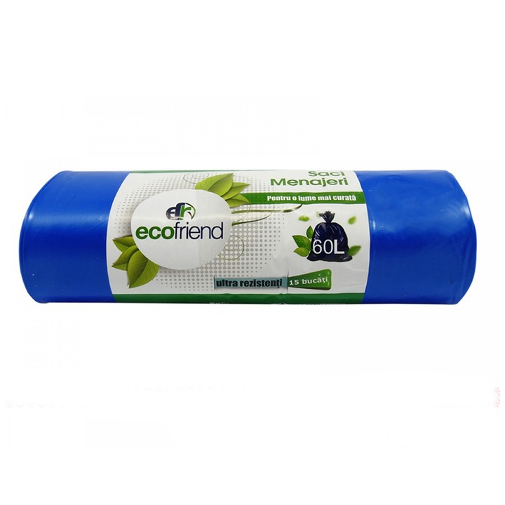 Set 10 Saci menajeri Ecofriend, 60L, 15 buc, albastru