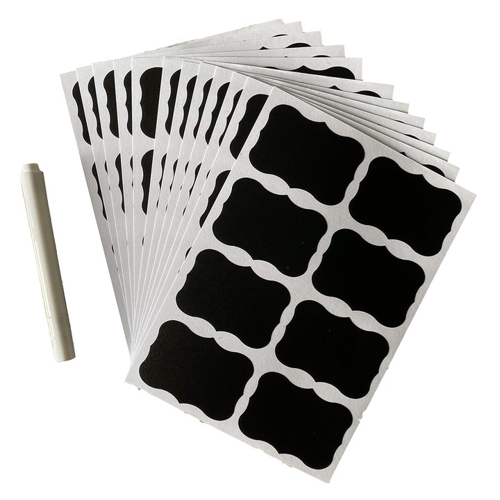 Set de 24 etichete autoadezive reutilizabile din PVC cu marker alb – Ideale pentru borcane, condimente, plicuri, invitatii, organizare, calendar Advent si multe altele