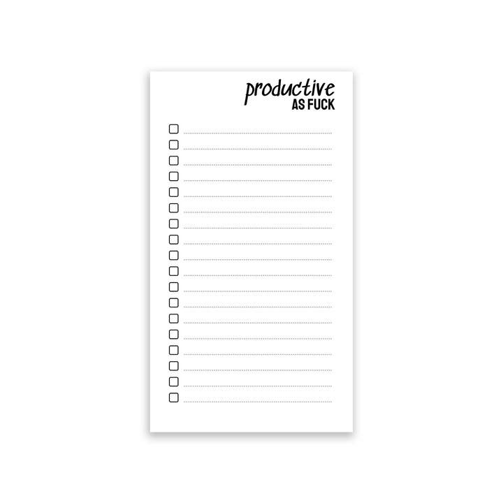 Agenda BUNILU Planner Productiv as F**k, 50 pagini, 9x16cm, alb negru