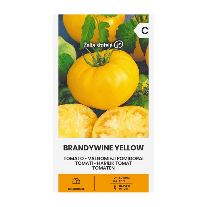 Seminte, Tomate Brandywine Yellow, Žalia Stotelė, plic, 0.1 grame