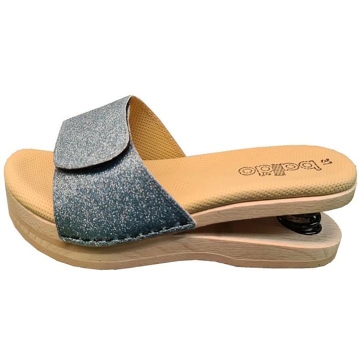 Saboti Slim din Piele naturala, Talpa din lemn de fag uscat, flexibila, cu design antiderapant, cu Arc – GRI - Marimea 37