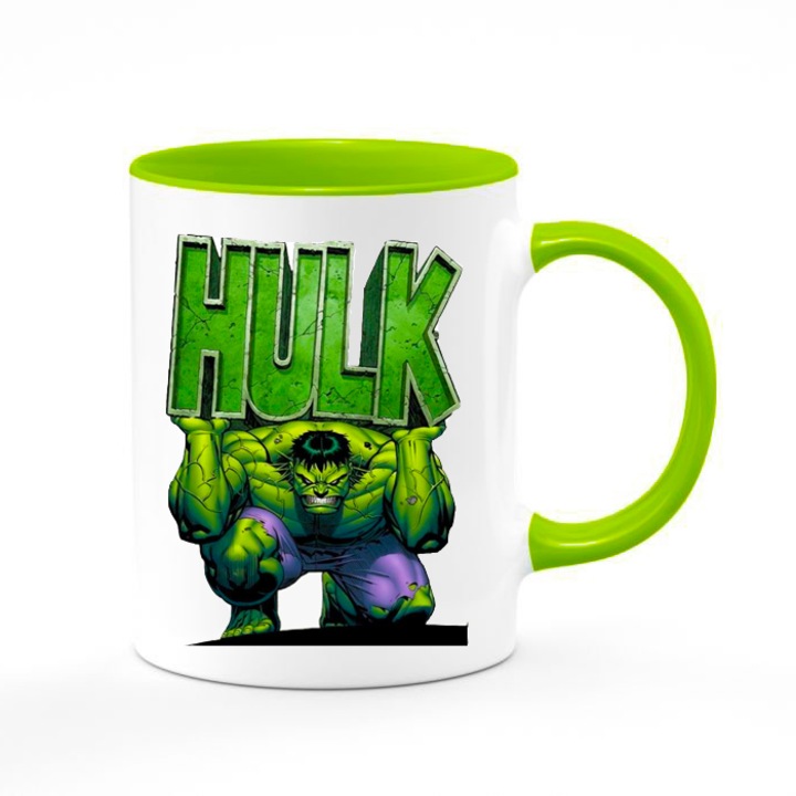 Cana ceramica Hulk "The Green Man" Avengers 330ml, alb-verde
