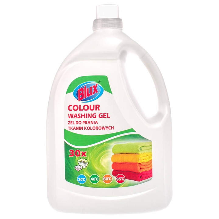 Blux színű mosószer gél 3000 ml, védi a színeket, megakadályozza a színátadást, friss illat