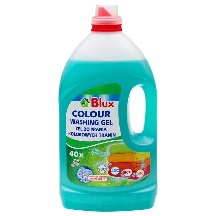 Blux mosószer, 4L, színes ruhákhoz, alacsony hőmérsékleten hatékony, megőrzi a színintenzitást
