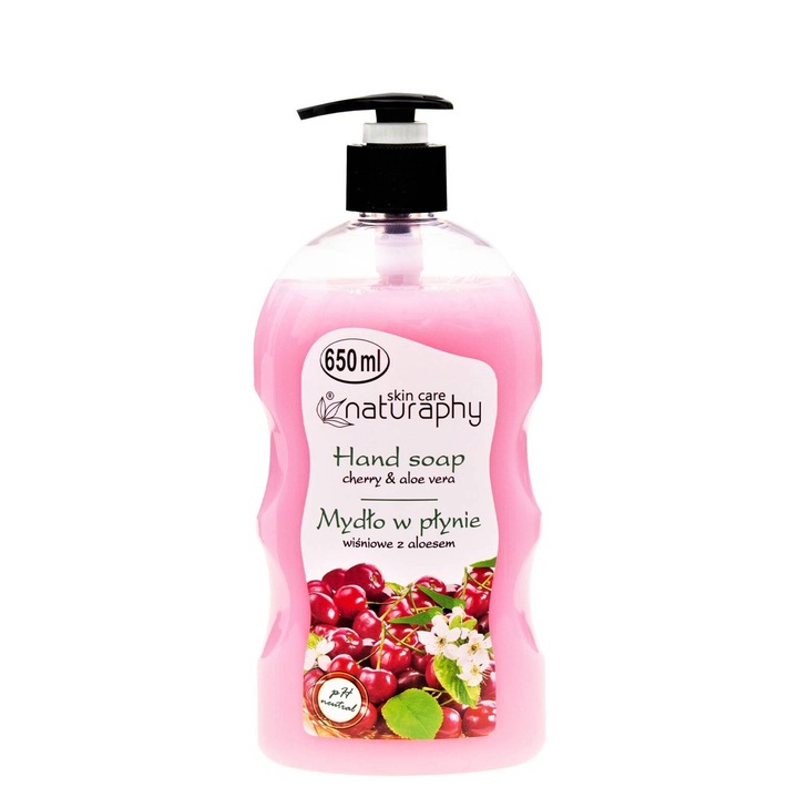 Течен сапун с аромат на вишна и екстракт от алое, BluxCosmetics, 650 мл