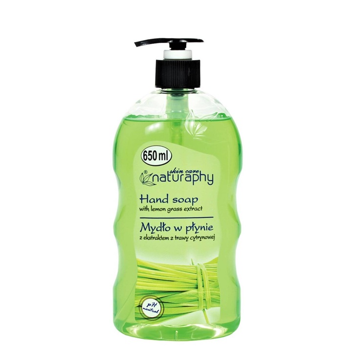 Течен сапун BluxCosmetics с екстракт от лимонова трева 650 ml, неутрално pH, ефективно почистване, овлажняване