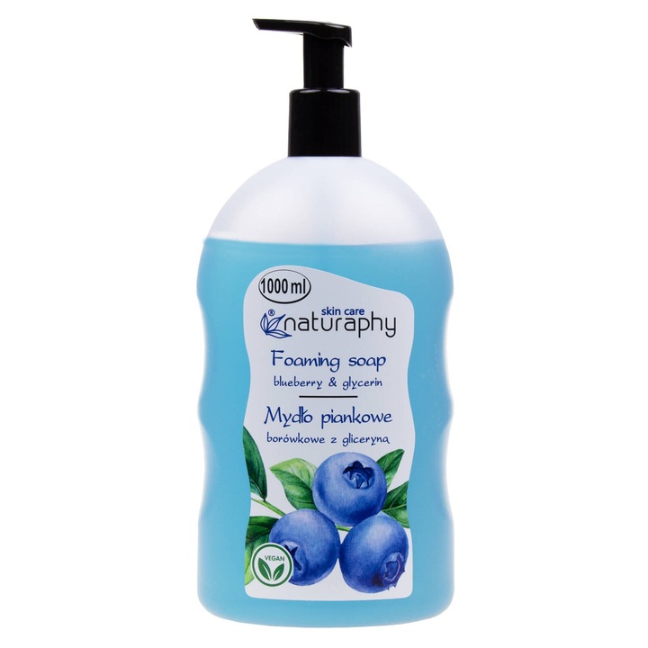 Sapun spumant BluxCosmetics, aroma de afine, 1000ml, pH neutru, cu glicerina