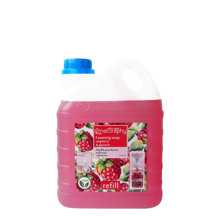 BluxCosmetics пенлив сапун за ръце, 2000 мл, аромат на малина, неутрално pH