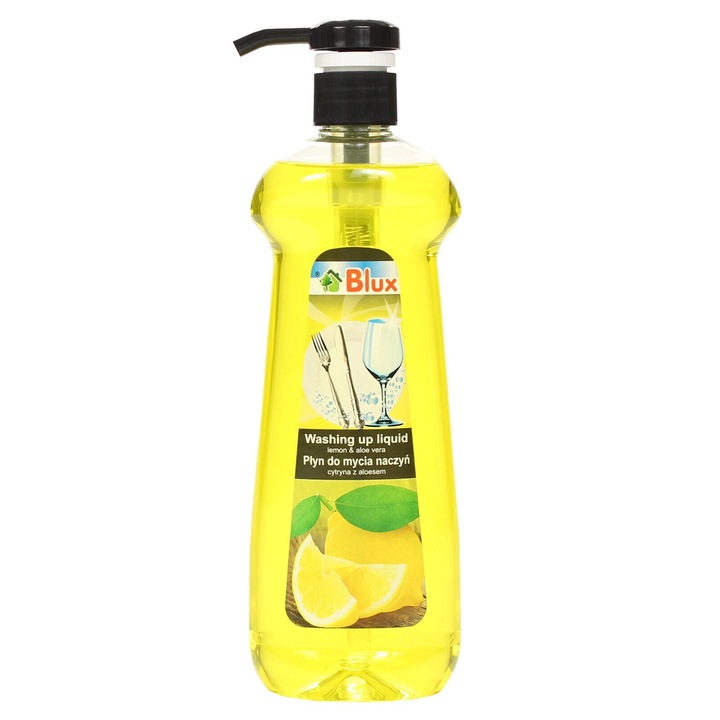 Detergent vase BluxCosmetics, cu aloe si parfum de lamaie, 500ml