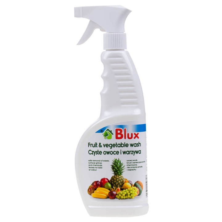 Lichid Pentru Spalarea Fructelor Si Legumelor, Blux, Agent Natural Pentru Spalarea Sigura A Fructelor Si Legumelor, Indeparteaza Pesticide, Conservanti, Ceara, Erbicide, Metale Grele Si Murdarie Chimica, Lichid Pentru Aplicare Directa Pe Alimente