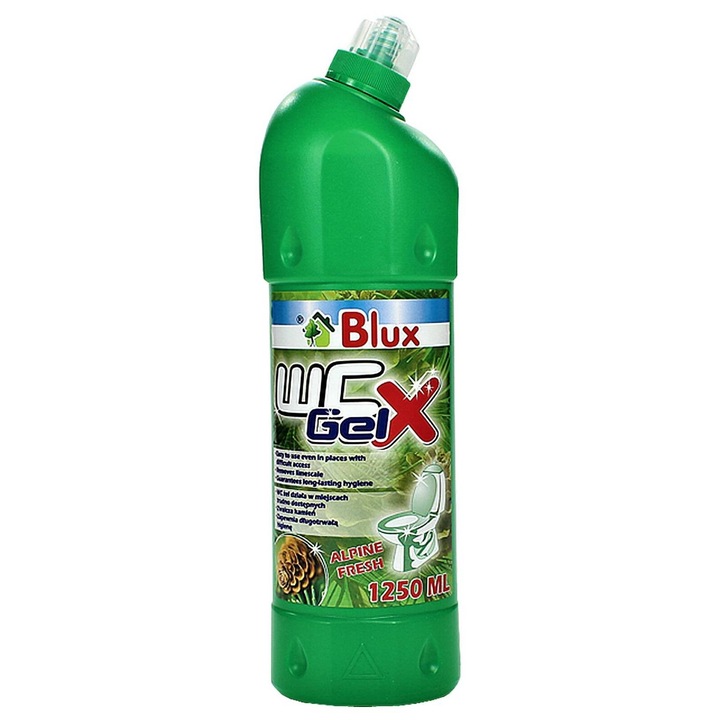 BluxCosmetics WC-fertőtlenítő, 1250ml, vízkőeltávolító, fehérít, intenzív illat