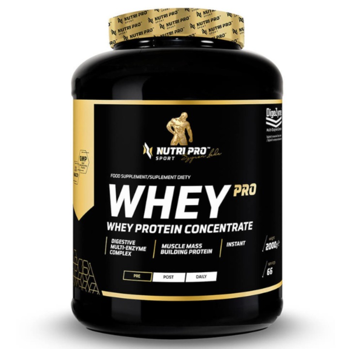 Whey PRO - Concentrat de proteine din zer 2000g - aroma de capsuni Nutri Pro Sport