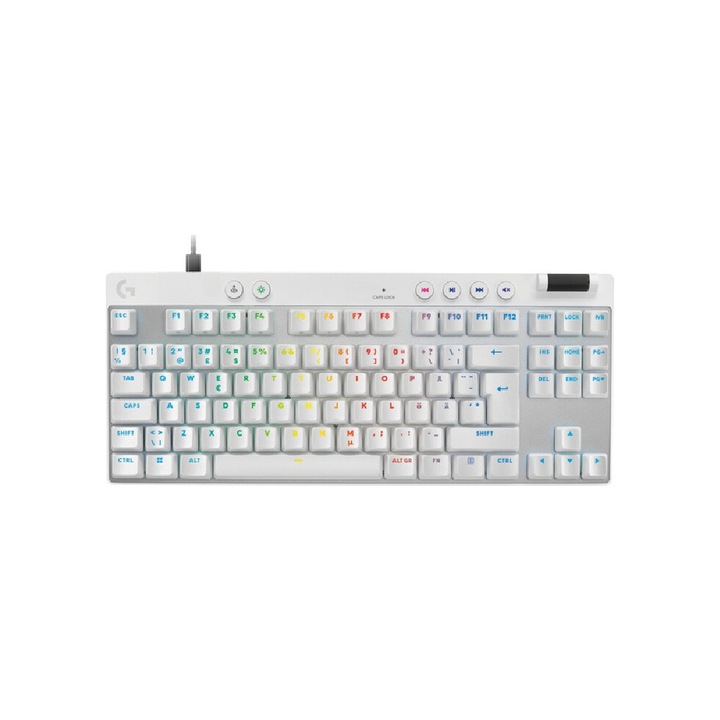 Клавиатура, Logitech G Pro X Gaming, бял (nordic), PC