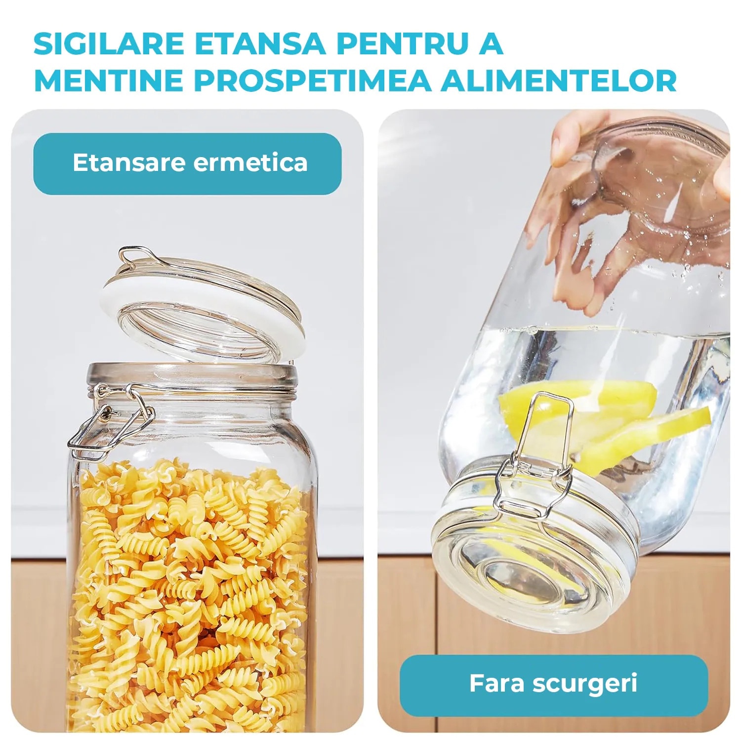 3 db 2,3 literes Elindor® üvegedény készlet, vastag fedelű, légmentesen ...