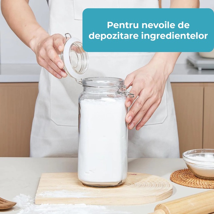 Буркани Elindor®, Стъклени, 2,3 л, Дебели капаци, Херметично съхранение ...